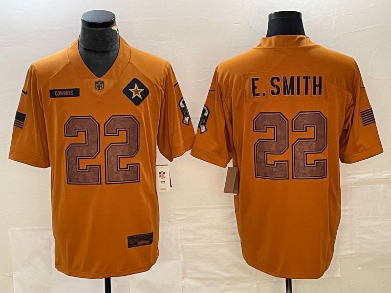 Men Dallas Cowboys 22 E.Smith brown Nike 2023 Salute To Service Limited NFL Jersey